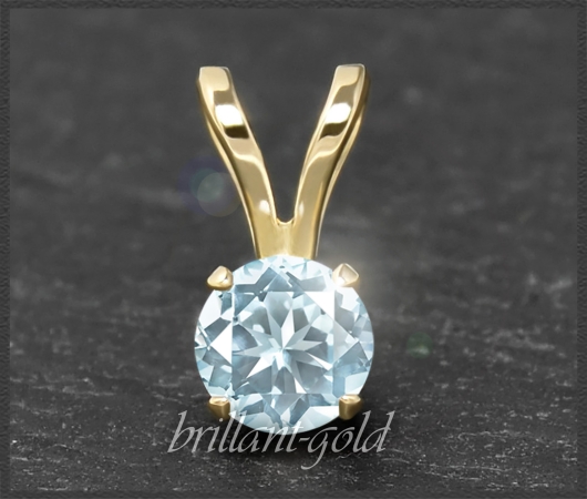 Anhänger 585 Gold Aquamarin hellblau, 4,5,6,7mm